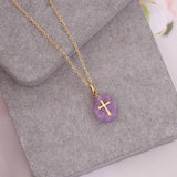 Women Natural Stone Cross Necklace