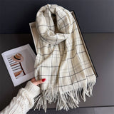 Chic Plaid Tassel Scarf Soft Cashmere Feel Wrap_ Cwasc03271