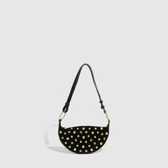 Studded Polka Dot Punk Shoulder Bag For Women_Cuab00617