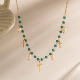 NEW BLUE CROSS PEARL NECKLACE_CWAJE1425