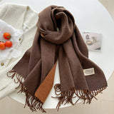 DOUBLE SIDED FAUX CASHMERE SCARF SOLID COLOR SHAWL_CWASC0968