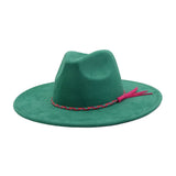 Unisex Suede Wide Brim Fedora Hat Couple Style_Cwah04448