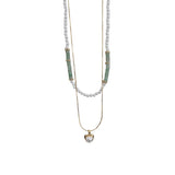 DOUBLE LAYER NATURAL STONE PEARL LOVE NECKLACE_CWAJE1263