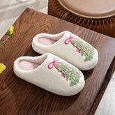 COZY CHRISTMAS BOW SLIPPERS NON SLIP HOME SHOES_CWSHF00216