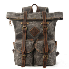 Waterproof Waxed Canvas Colorblock Backpack_Cwab5534