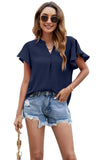 V Neck Fly Sleeve Short Sleeve Chiffon Top_Cwtsts0214