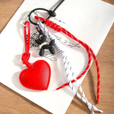 FASHION RED LEATHER HEART HANDWOVEN KEYCHAIN_CWMM7742