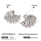 FASHIONABLE GEOMETRIC STRIPED WAVE SHELL EARRINGS_CWAJE1801