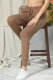 Women Drawstring Solid Color Casual Pants_Cwblp404