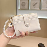 Unique Vintage Pearl 2-Fold Wallet With Zipper_Cwab06249