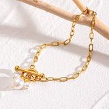 18K GOLD PEARL PENDANT BRACELET BOUTIQUE STYLE_CWAJE4883