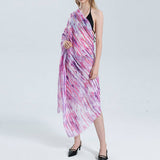 COLOR LINE PRINT SCARF GOLD ACCENT BEACH WRAP_CWASC0686