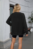 Solid Color Thread Round Neck Loose Hoodie
