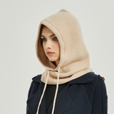 CASHMERE BALACLAVA HAT KNIT HOOD SCARF FOR HER_CWAH3994