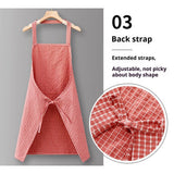 Cotton Striped Grid Kitchen Apron With Pocket_Cwmm10095