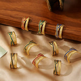 Titanium Steel Gold-Plated Inlaid Zircon Earrings_Cwmm3597