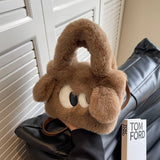 Winter Cute Cartoon Small Square Handbag Plush Bag_Cwab3985