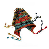 COLORFUL BALL EARFLAP LACE UP TASSEL KNITTED HAT_CWAH2061