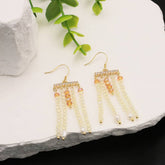 RETRO HIGH END NATURAL PEARL TASSEL EARRINGS_CWAJE3808