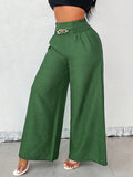 Stylish Retro High-Waisted Slacks With Wide Legs