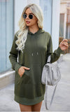 Solid Color Long-Sleeved Hoodie Dress
