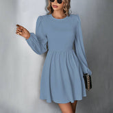 Sweet Waisted A Line Halter Long Sleeve Dress_Cwdsd3251