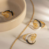 18K GOLD PLATE DRIPPING MOON STAR RINGS_CWAJE0626