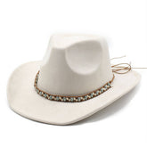 FELT SUEDE LIKE BEADED COWBOY FEDORA UNISEX HAT_CWAH0822