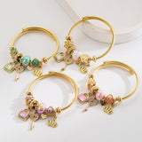 ADJUSTABLE GOLD BRACELET WITH CROWN KEY HEART_CWMM8565