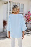 V Neck Ice Silk Solid Color Loose Casual Shirt_Cwtsts0184
