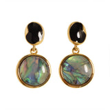 SIMPLE ABALONE EARRINGS SILVER NEEDLE EARRINGS_CWMM4289