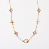FOUR LEAF CLOVER SNOWFLAKE ZIRCON NECKLACE_CWMM5303