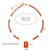 EVIL EYE NATURAL STONE BEADED HANDMADE NECKLACE_CWMM8871