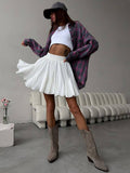 Y2K Street Fashion Patchwork Mini Pleated Skirt