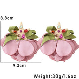 HANDMADE STARFISH FLORAL RHINESTONE EARRINGS_CWMM6177