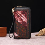 LEATHER CARVED EMBOSSED BOHEMIAN CLUTCH WALLET_CWAB2592