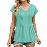 Solid Color V-Neck With Short-Sleeved T-Shirt