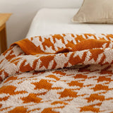 Versatile Houndstooth Knitted Wool Throw Blanket_Cwmm2386