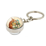 EASTER RABBIT CRYSTAL GLASS BALL PENDANT KEYCHAIN_CWMM0497