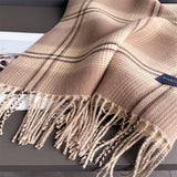 Elegant Plaid Feel Soft Winter Tassel Scarf_Cwasc03241