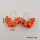 HANDMADE FABRIC ROSE V SHAPE EAR CUFFS_CWMM6273