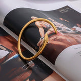 Trendy Hammered Serpent Bangle, 18K Gold Steel