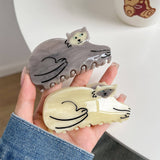 Cute Cat Acetate Hair Claw Clip For Women