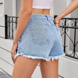 Washed Distressed Denim Shorts For Baddie Look