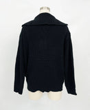 Solid-Color High-Neck Zipper Lapel Sweater