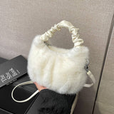Winter Fashion Pleated Tote Plush Shoulder Bag_Cwab3977