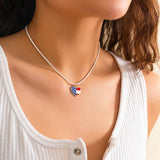 STAR FLAG INDEPENDENCE DAY LETTER BOW NECKLACE_CWAJE1474