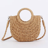 SOLID COLOR SEMI CIRCLE HANDMADE STRAW BAG_CWAB4696