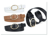 Leopard Print Pu Leather Belt With Round Buckle