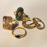 STAINLESS STEEL SNAKE NATURAL STONE RINGS_CWAJE0628